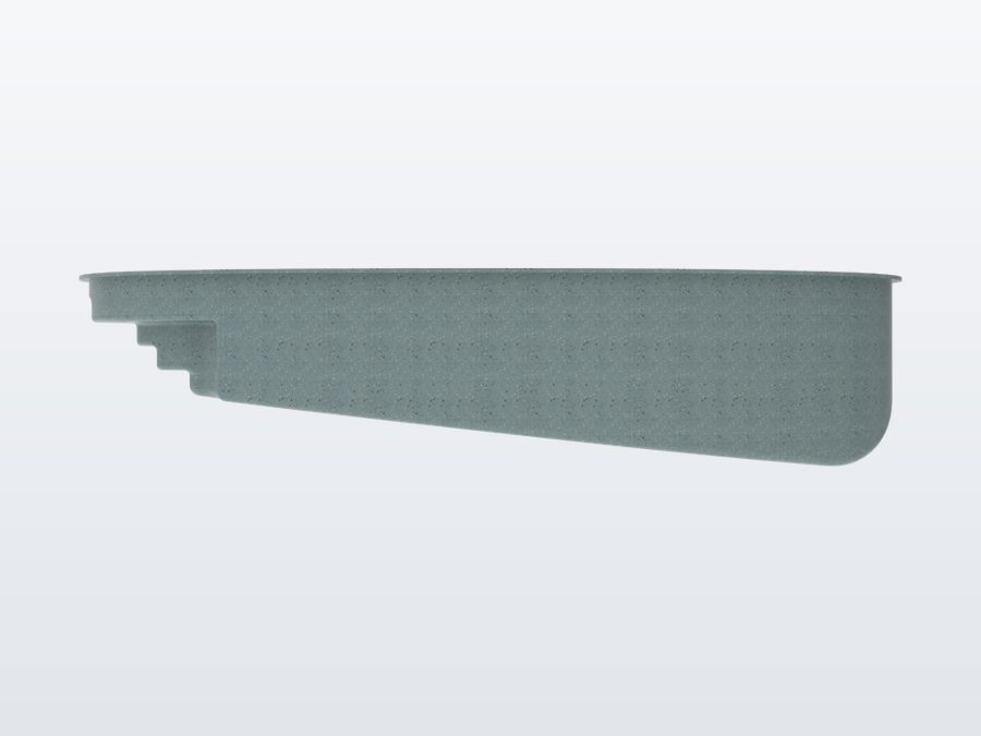 Sundial 13'x20' fiberglass pool in Glacier Blue - Side profile