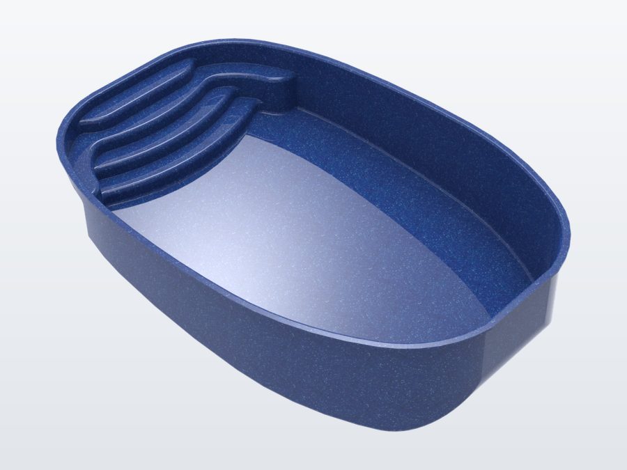Sundial 13'x20' fiberglass pool in Ocean Blue - 3/4 view
