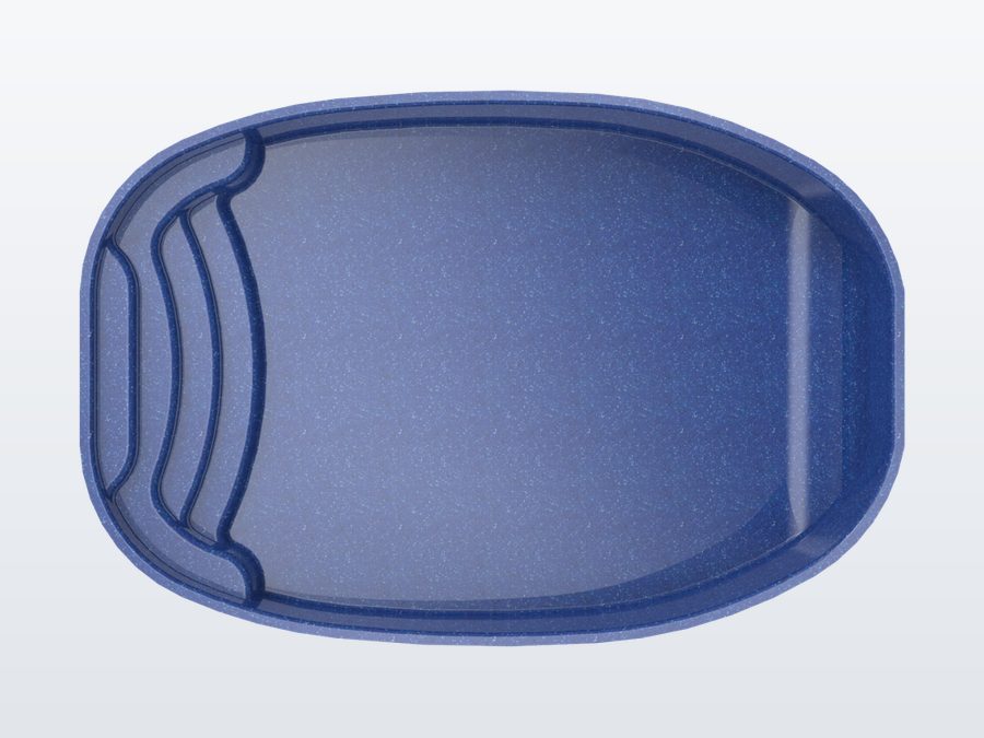 Sundial 13'x20' fiberglass pool in Ocean Blue - Overhead