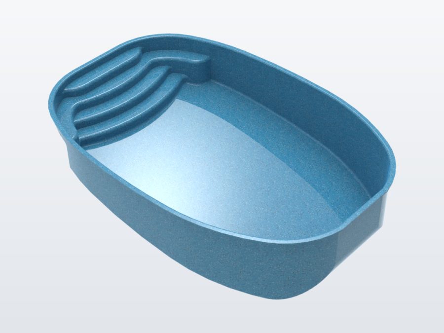 Sundial 13'x20' fiberglass pool in Sapphire Blue - 3/4 view