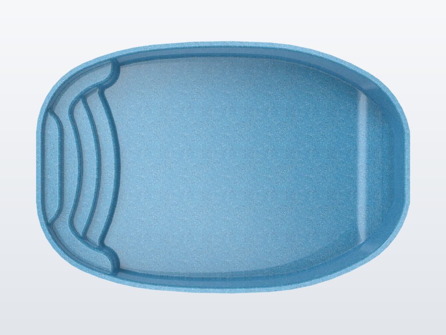 Sundial 13'x20' fiberglass pool in Sapphire Blue - Overhead