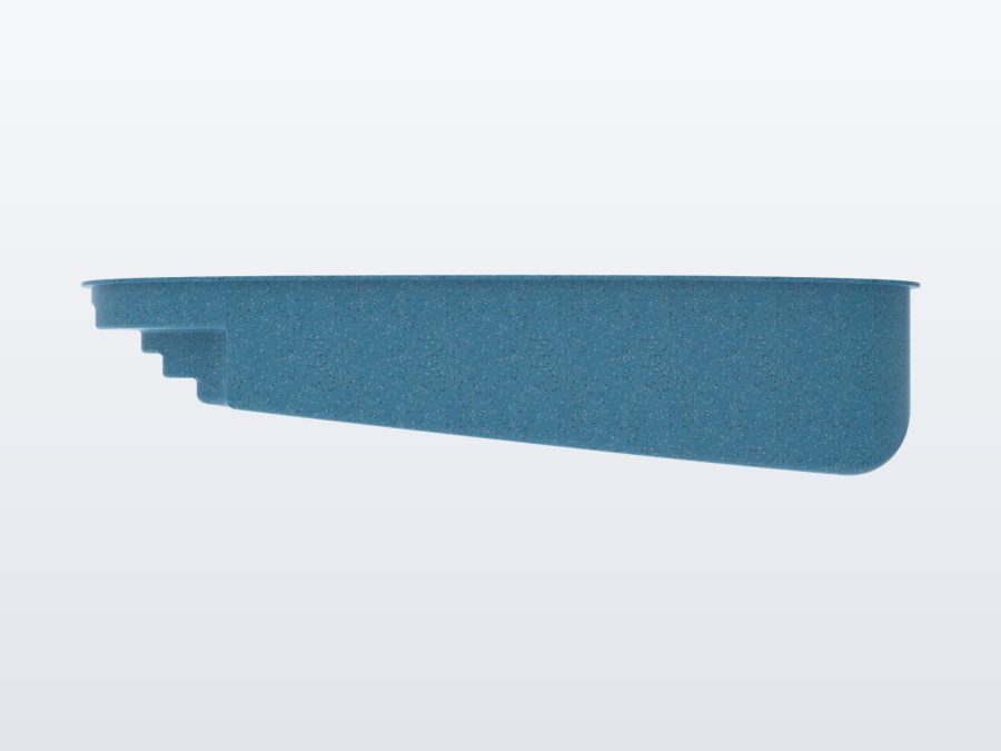 Sundial 13'x20' fiberglass pool in Sapphire Blue - Side profile