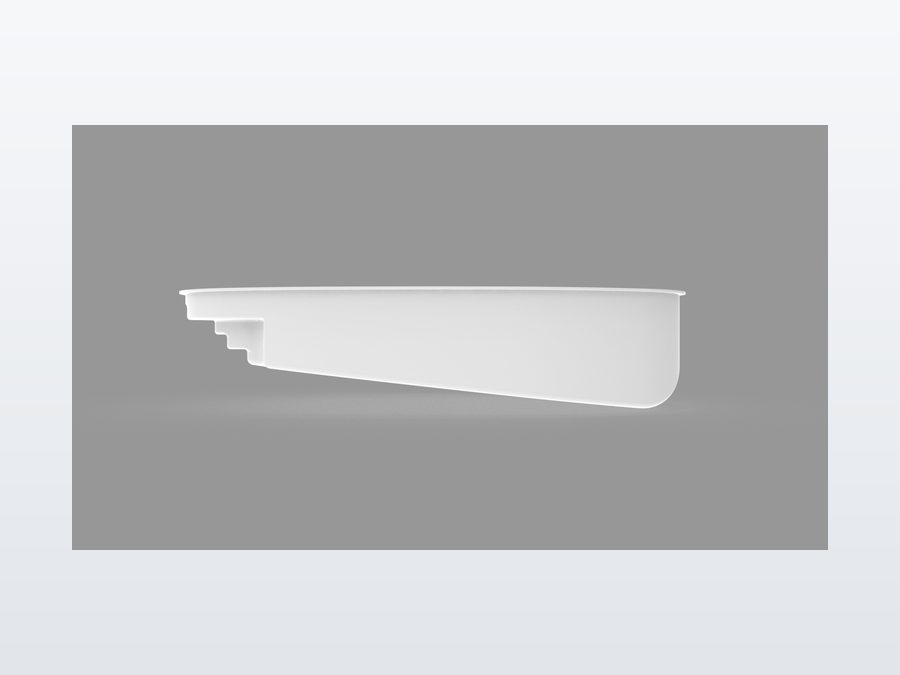 Sundial 13'x20' fiberglass pool in Snow White - Side profile