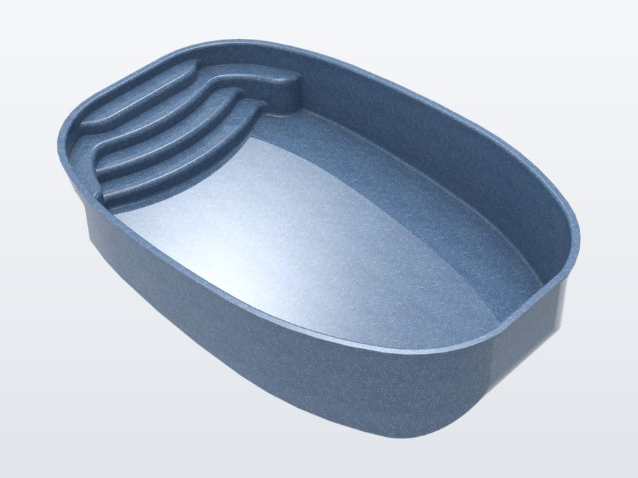 Sundial 13'x20' fiberglass pool in Steel Grey - 3/4 view