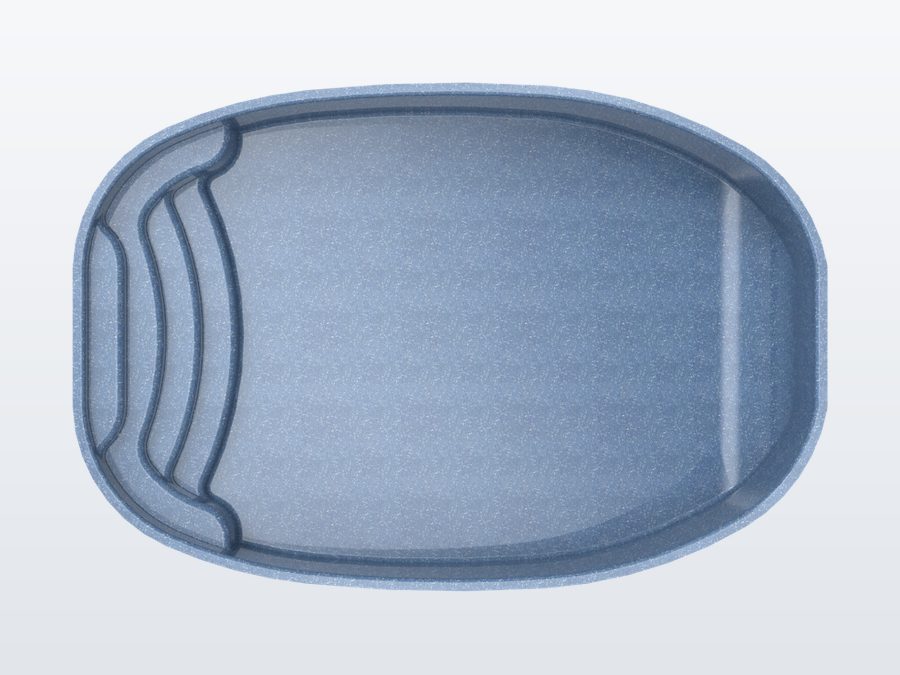 Sundial 13'x20' fiberglass pool in Steel Grey - Overhead