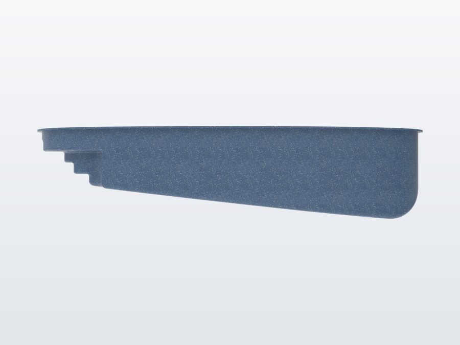 Sundial 13'x20' fiberglass pool in Steel Grey - Side profile