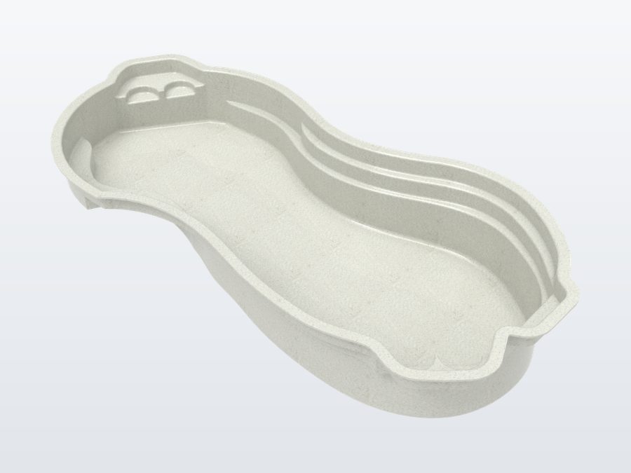 Tigershark 13'x31' fiberglass pool in Arctic White - 3/4 view