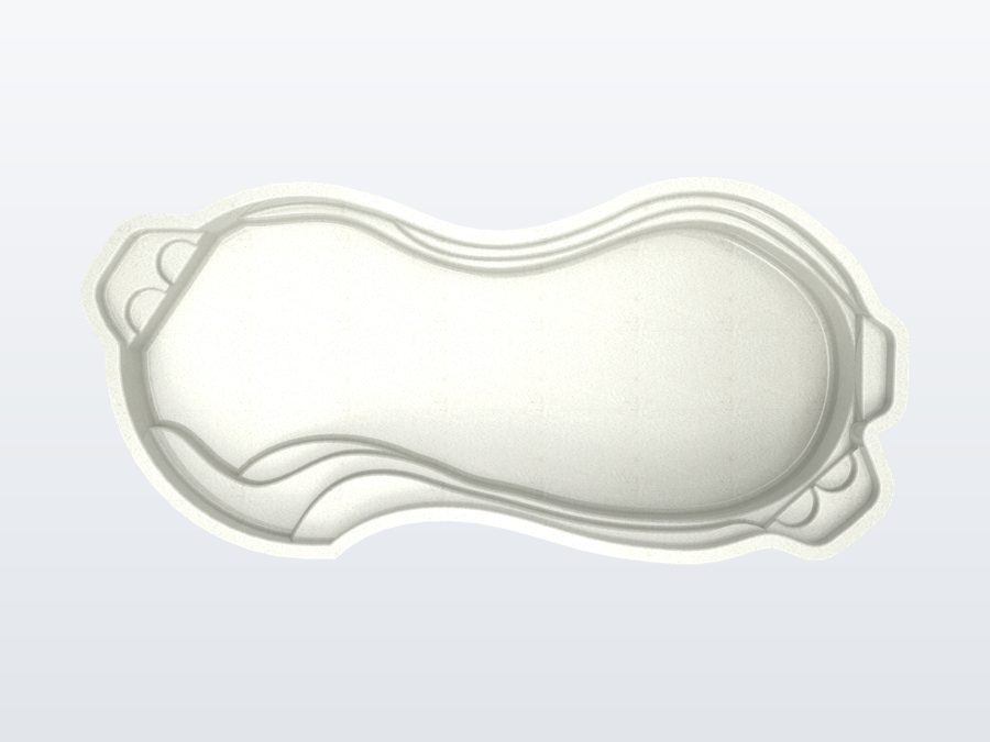 Tigershark 13'x31' fiberglass pool in Arctic White - Overhead