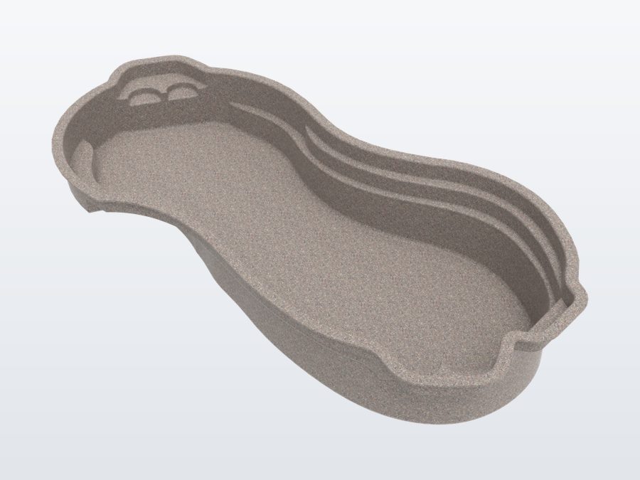 Tigershark 13'x31' fiberglass pool in Coastal Bronze - 3/4 view