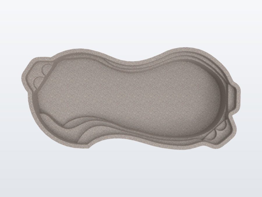 Tigershark 13'x31' fiberglass pool in Coastal Bronze - Overhead