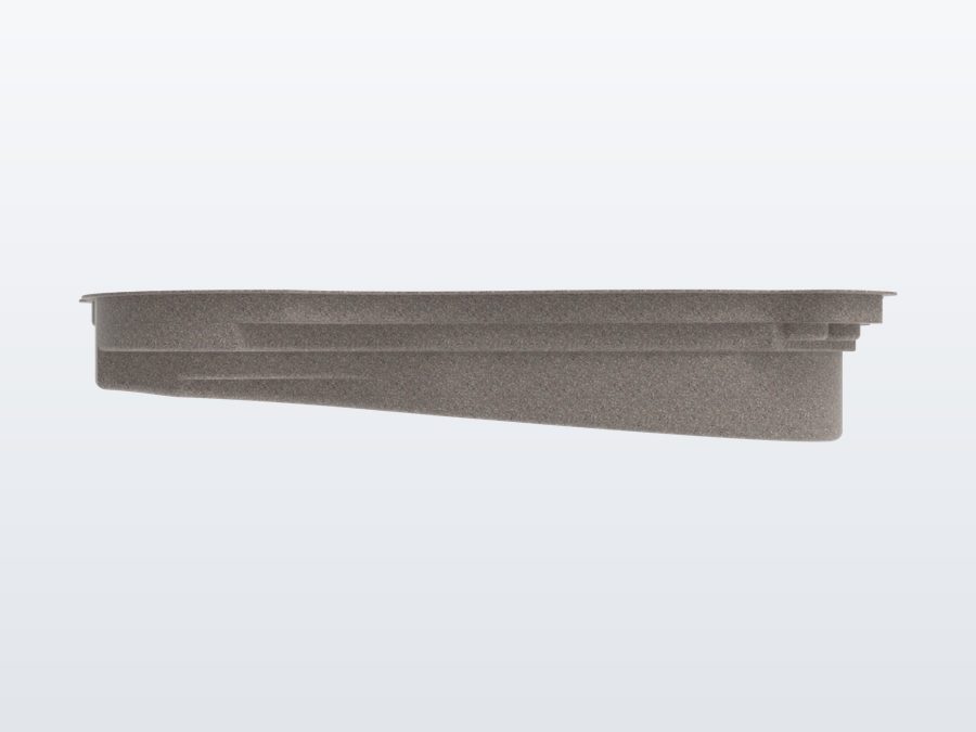Tigershark 13'x31' fiberglass pool in Coastal Bronze - Side profile