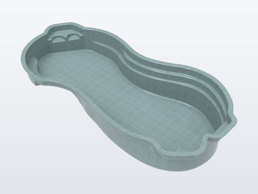 Tigershark 13'x31' fiberglass pool in Glacier Blue - 3/4 view