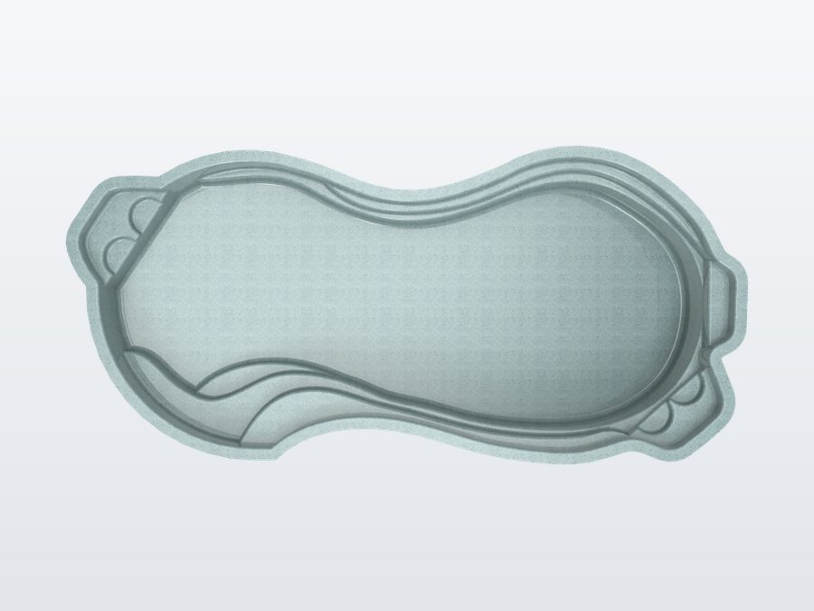 Tigershark 13'x31' fiberglass pool in Glacier Blue - Overhead