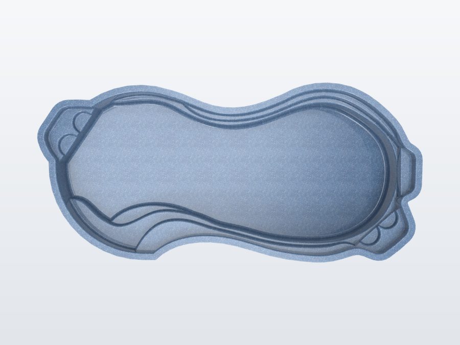 Tigershark 13'x31' fiberglass pool in Ocean Blue - Overhead