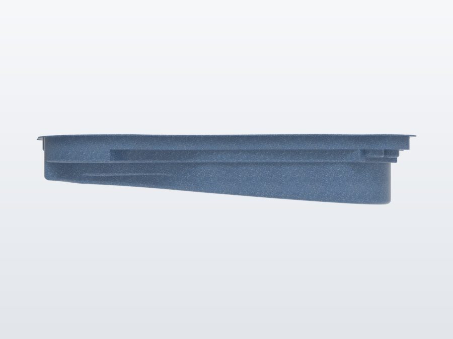 Tigershark 13'x31' fiberglass pool in Ocean Blue - Side profile