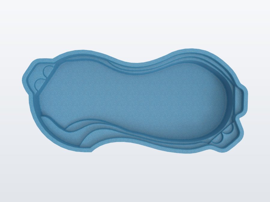 Tigershark 13'x31' fiberglass pool in Sapphire Blue - Overhead
