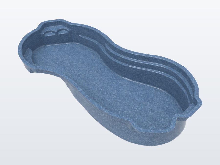Tigershark 13'x31' fiberglass pool in Steel Grey - 3/4 view