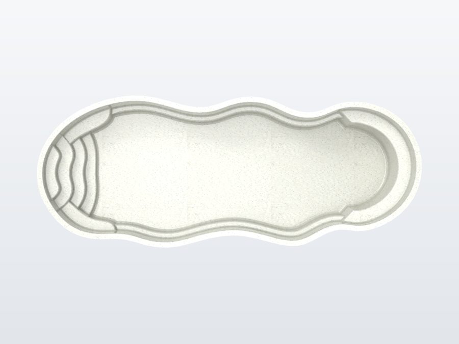 Oasis 13'x33' fiberglass pool in Arctic White - Overhead
