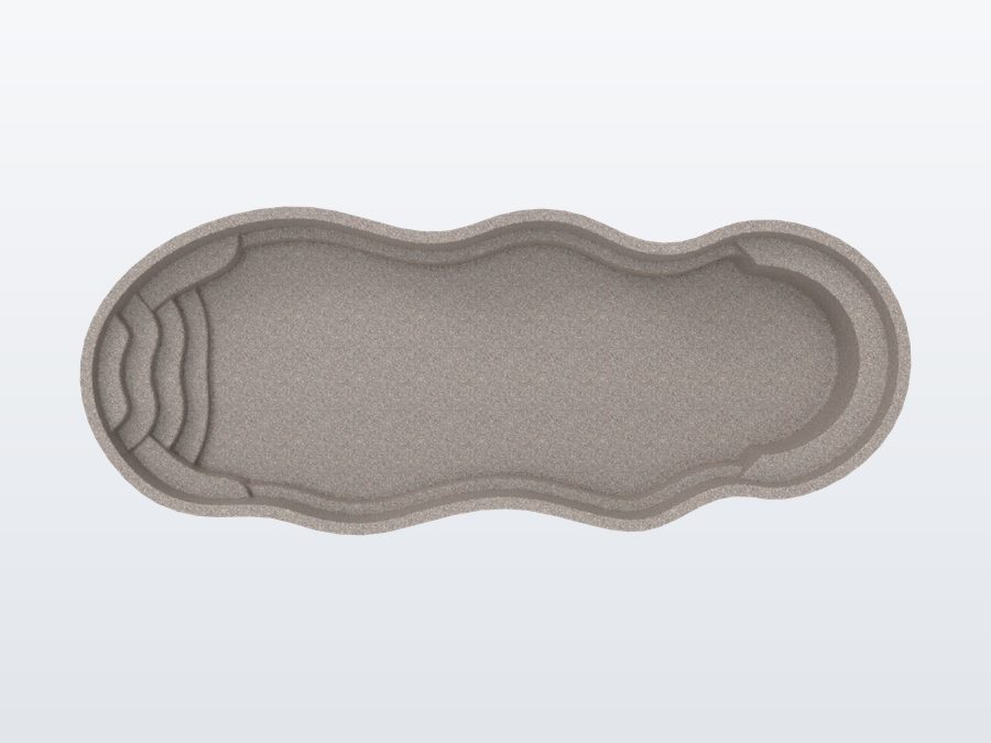 Oasis 13'x33' fiberglass pool in Coastal Bronze - Overhead