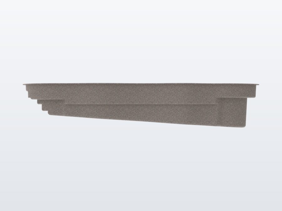 Oasis 13'x33' fiberglass pool in Coastal Bronze - Side profile