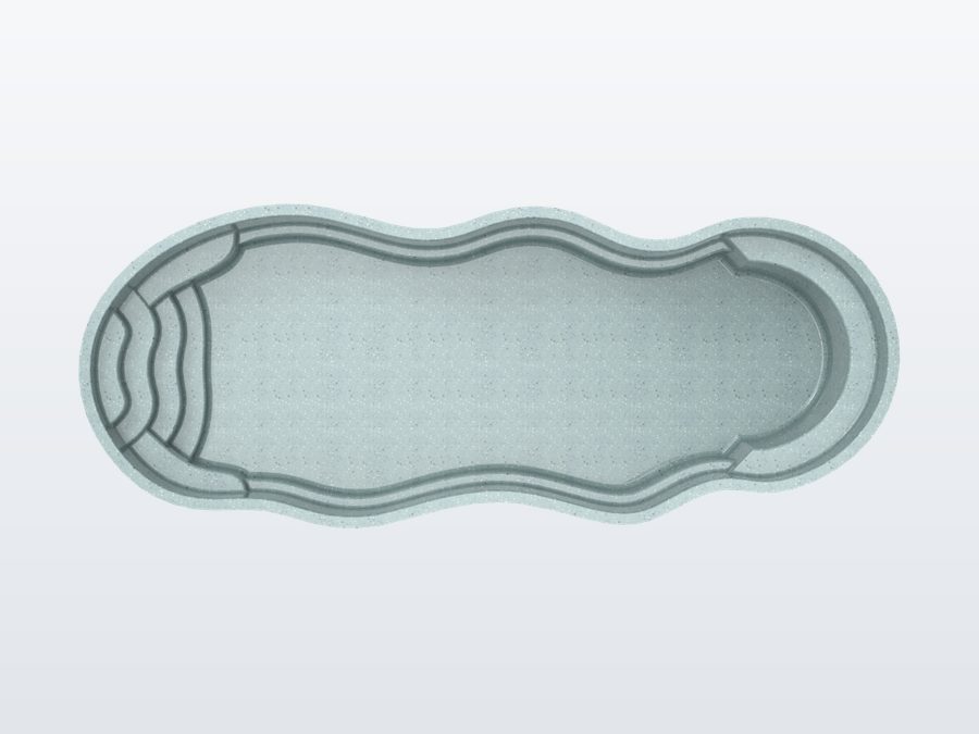 Oasis 13'x33' fiberglass pool in Glacier Blue - Overhead