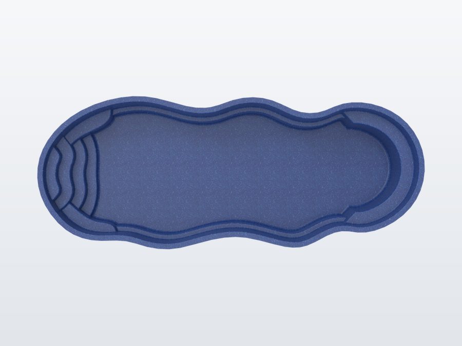 Oasis 13'x33' fiberglass pool in Ocean Blue - Overhead