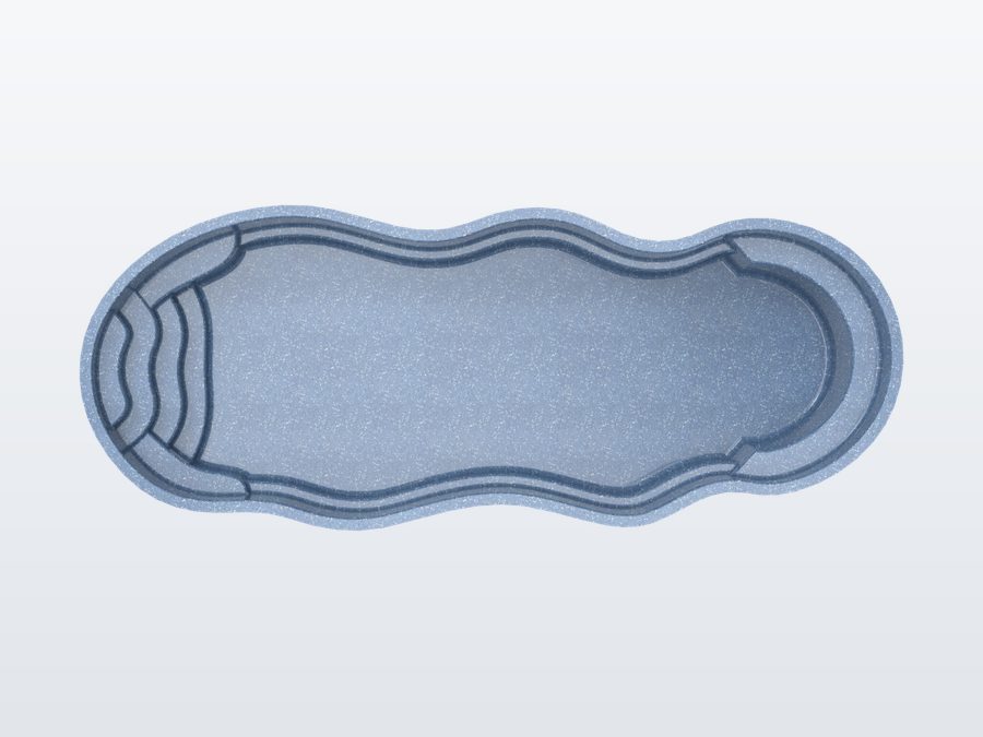 Oasis 13'x33' fiberglass pool in Steel Grey - Overhead