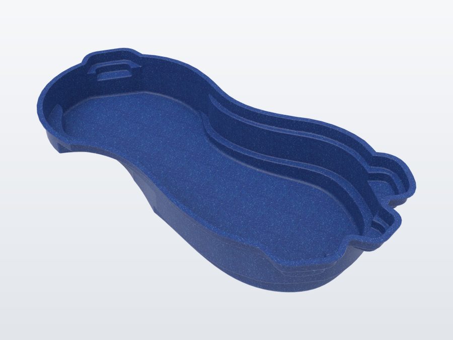 Nassau 15'x32' fiberglass pool in Ocean Blue - 3/4 view