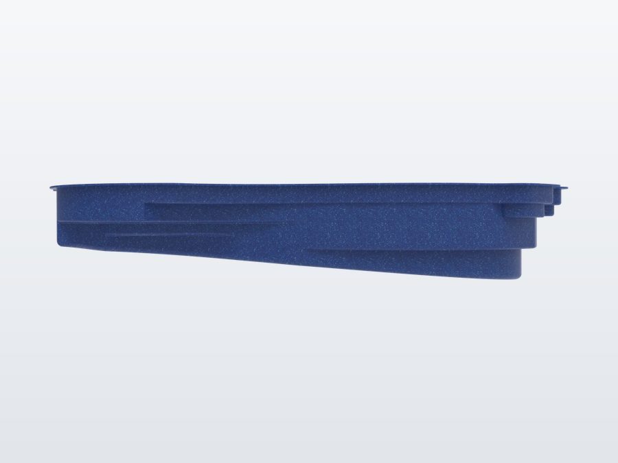 Nassau 15'x32' fiberglass pool in Ocean Blue - Side profile