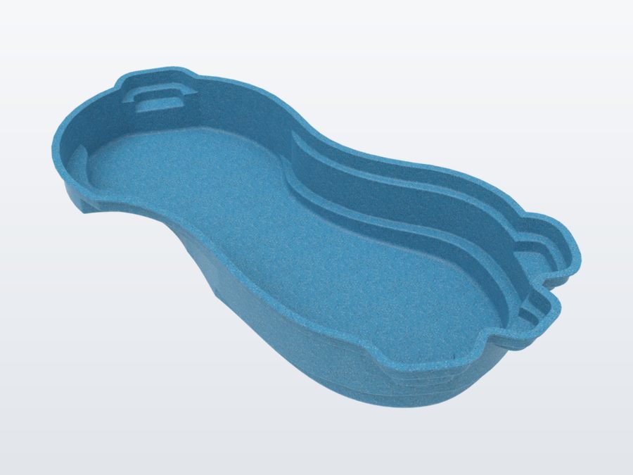 Nassau 15'x32' fiberglass pool in Sapphire Blue - 3/4 view