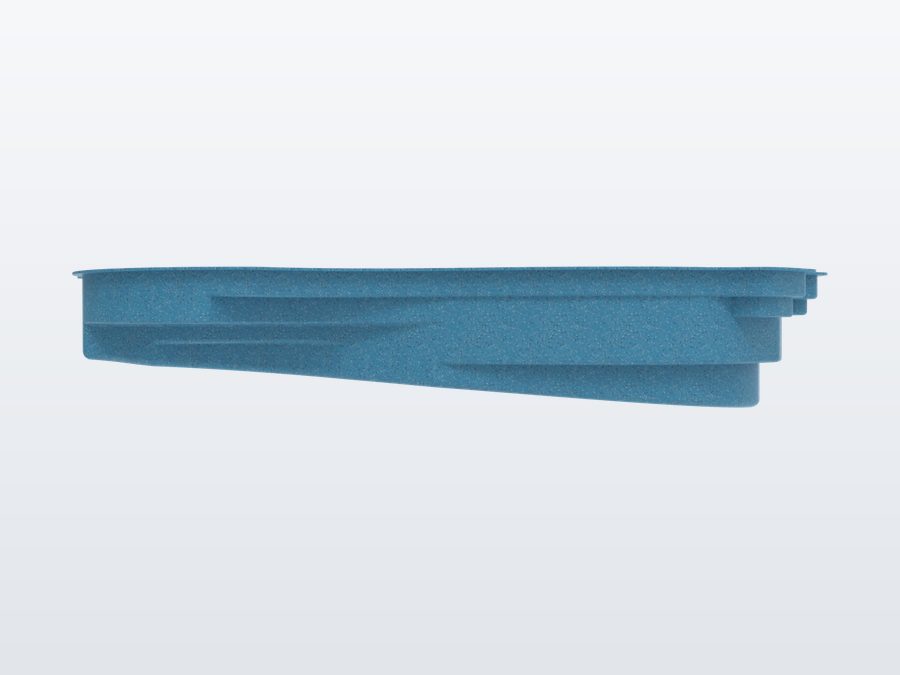 Nassau 15'x32' fiberglass pool in Sapphire Blue - Side profile