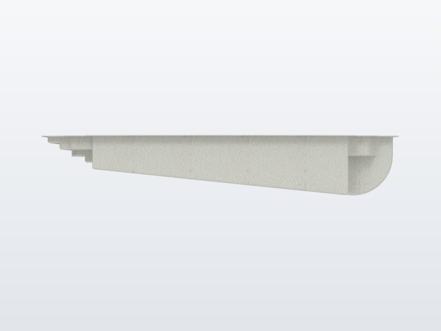 Maui 15'x34' fiberglass pool in Arctic White - Side profile