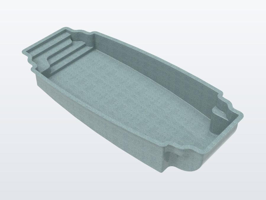 Maui 15'x34' fiberglass pool in Glacier Blue - 3/4 view