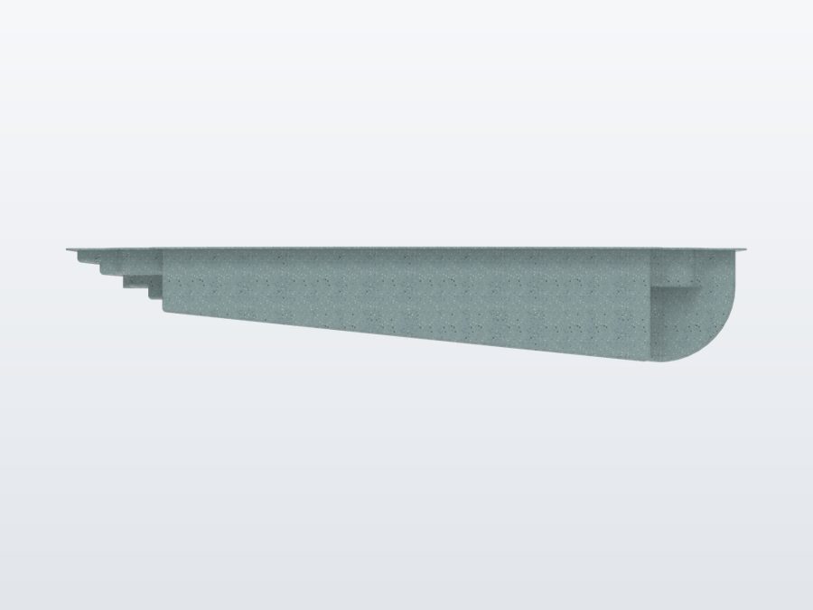 Maui 15'x34' fiberglass pool in Glacier Blue - Side profile