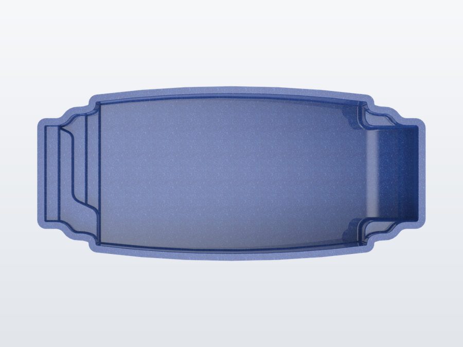Maui 15'x34' fiberglass pool in Ocean Blue - Overhead