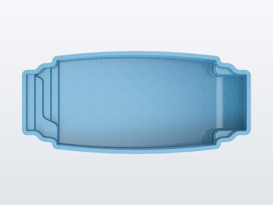 Maui 15'x34' fiberglass pool in Sapphire Blue - Overhead