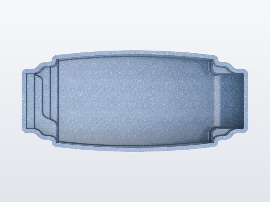 Maui 15'x34' fiberglass pool in Steel Grey - Overhead