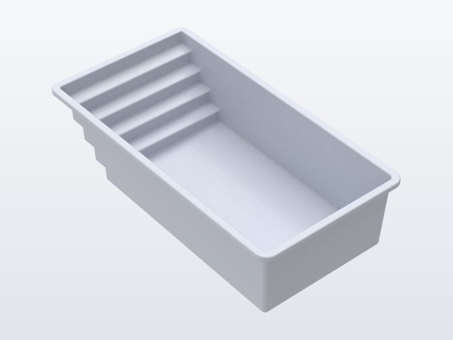 Tyrex Plunge 8'x16' fiberglass pool in Arctic White - 3/4 view
