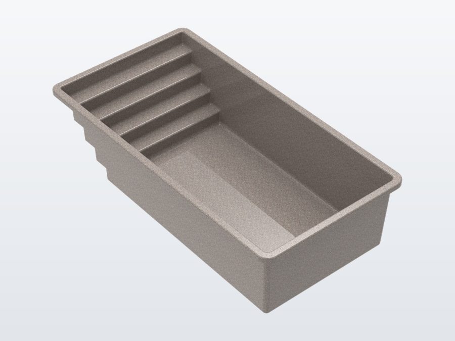 Tyrex Plunge 8'x16' fiberglass pool in Coastal Bronze - 3/4 view