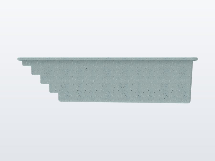 Tyrex Plunge 8'x16' fiberglass pool in Glacier Blue - Side profile