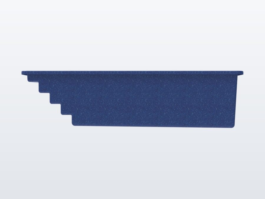 Tyrex Plunge 8'x16' fiberglass pool in Ocean Blue - Side profile