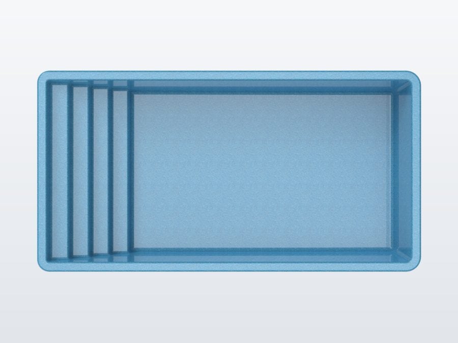 Tyrex Plunge 8'x16' fiberglass pool in Sapphire Blue - Overhead
