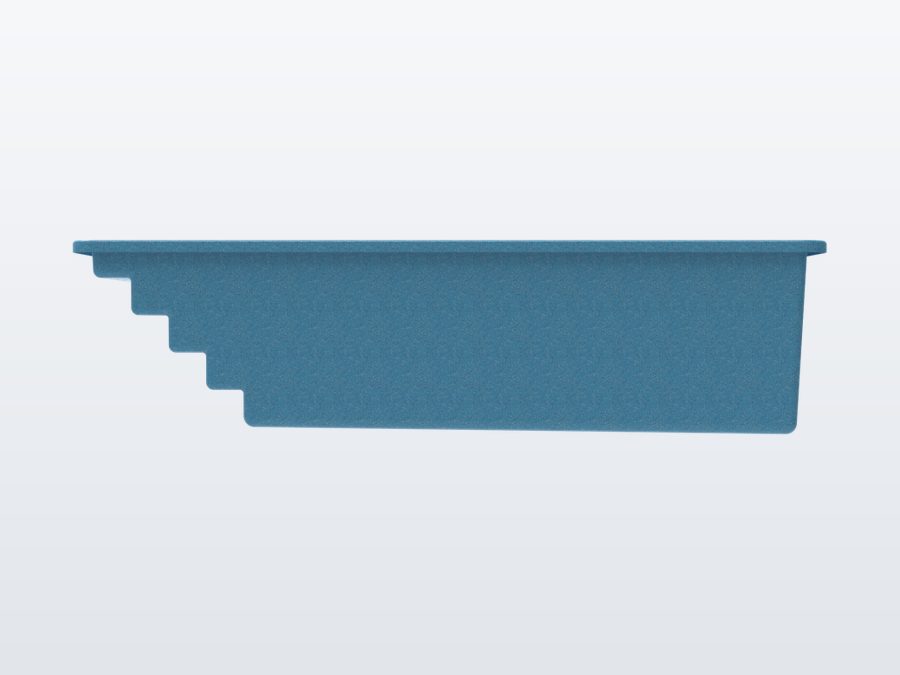 Tyrex Plunge 8'x16' fiberglass pool in Sapphire Blue - Side profile