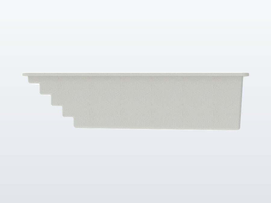 Tyrex Plunge 8'x16' fiberglass pool in Snow White - Side profile