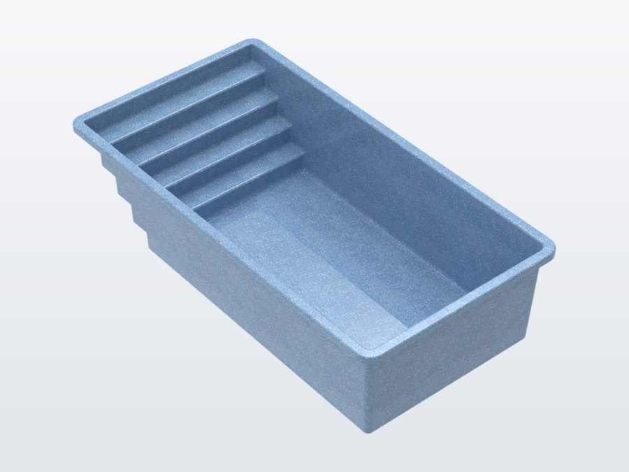 Tyrex Plunge 8'x16' fiberglass pool in Steel Grey - 3/4 view