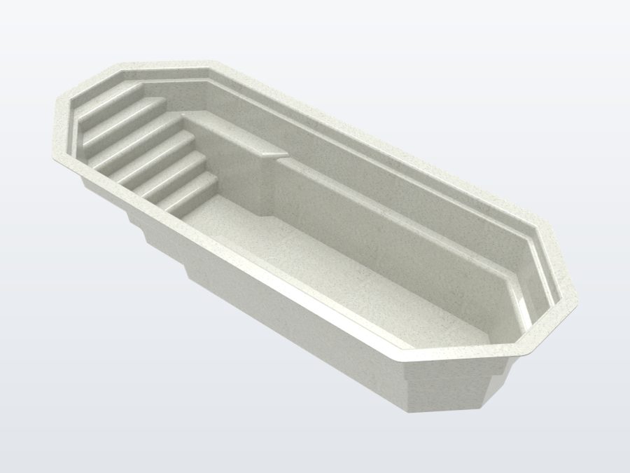 Sunfish 8'x20' fiberglass pool in Arctic White - 3/4 view
