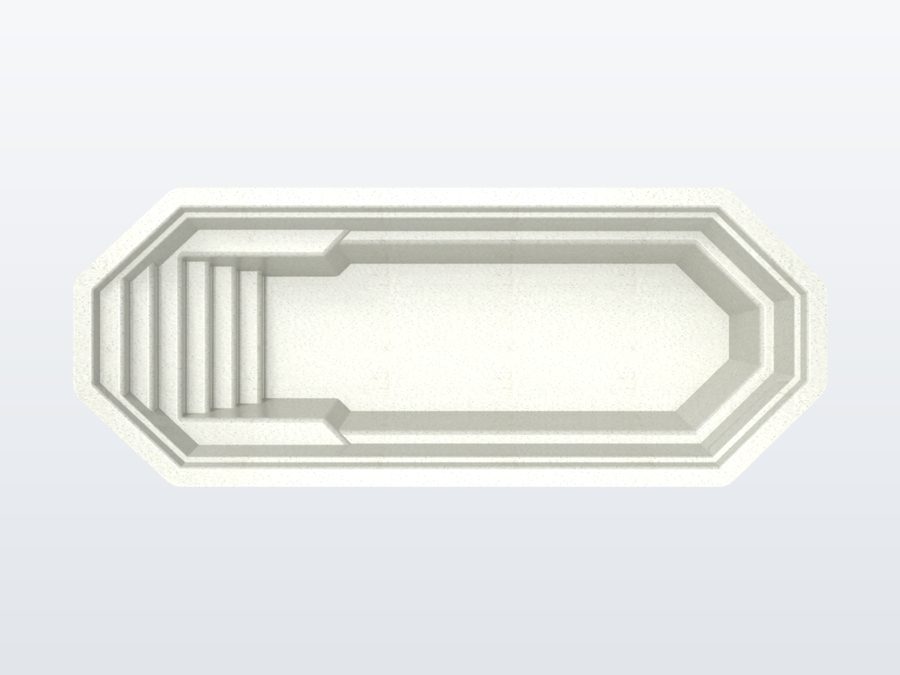 Sunfish 8'x20' fiberglass pool in Arctic White - Overhead