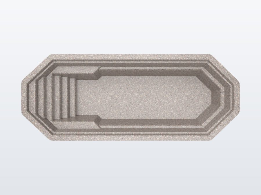 Sunfish 8'x20' fiberglass pool in Coastal Bronze - Overhead