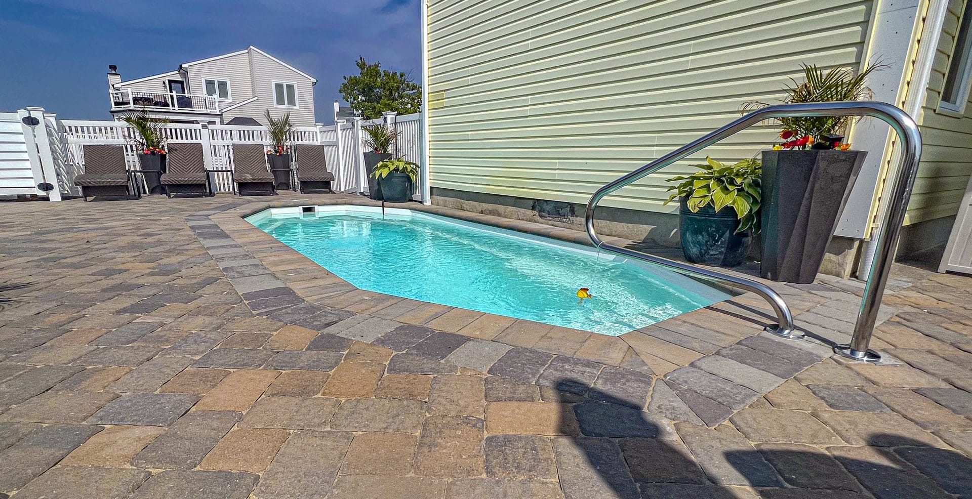8x20-fiberglass-pool-sunfish-fiberglass-pool-install-1 - MGK Pools Inc Sunfish fiberglass pool by Glimmerglass - real installation photo, installed complete by MGK Pools