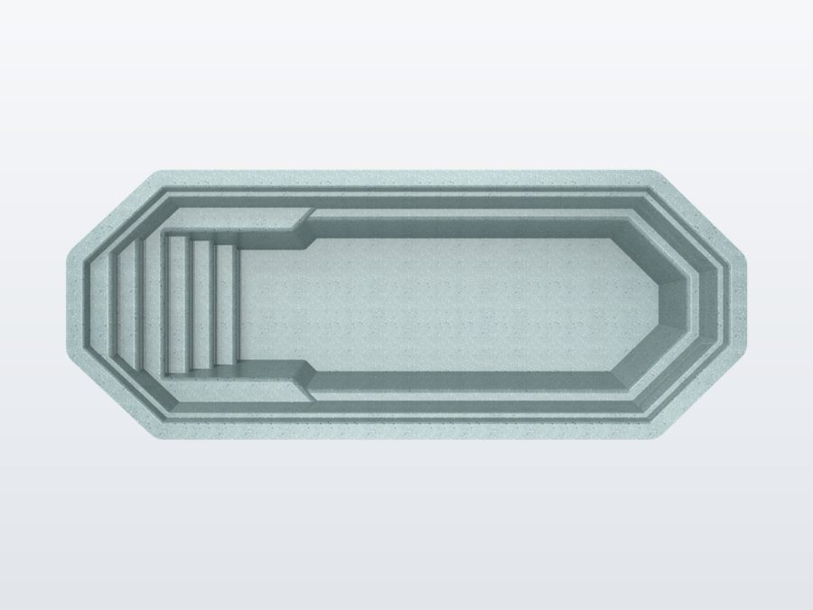 Sunfish 8'x20' fiberglass pool in Glacier Blue - Overhead